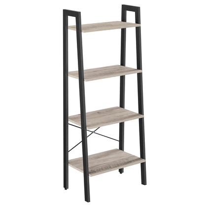 VASAGLE Ladder Shelf, 4-Tier Bookshelf, Bookcase, for Living Room, Bedroom, Kitchen, Home Office, Industrial Style, Steel Frame, Greige and Black