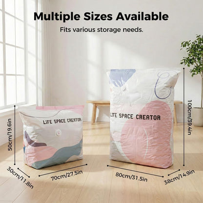 No-Pump Vacuum Storage Bags, 2026 New Cube Compression Space Saver Bags, Upgrade Large Storage Compression Bags No-Pump 3D Vacuum Storage Bags for