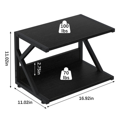Huhote 2 Tier Desktop Printer Stand, Under Desk Printer Table, Multi-Purpose Desktop Storage and Organize
