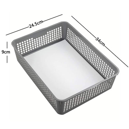 Eudokky A4 Grey Plastic Basket Tray, Rectangular Storage Baskets, Set of 6