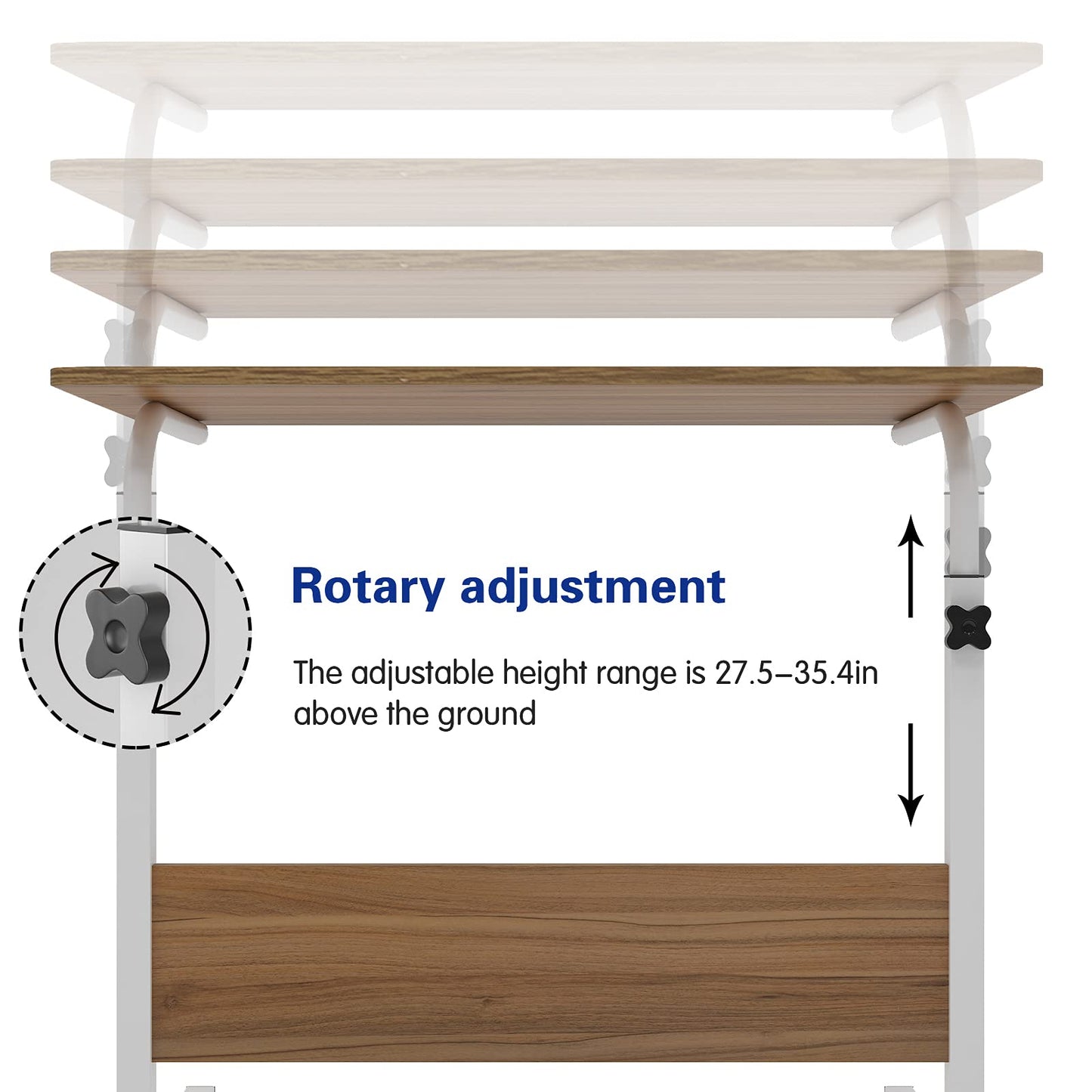 sogesfurniture 80 * 40cm Laptop Table Sofa Table Side Height Adjustable, Mobile Computer Stand Laptop Notebook Desk PC Stand Portable