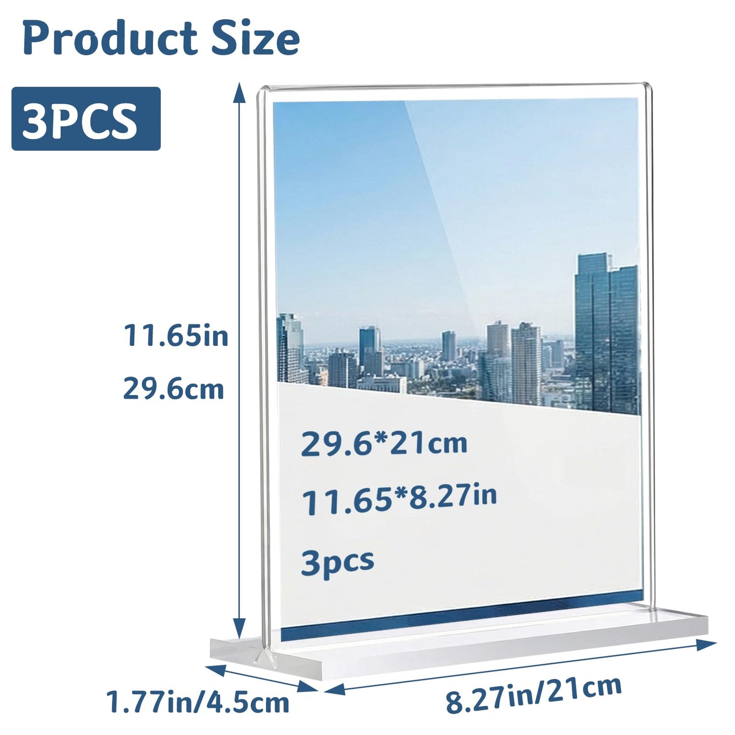 HOPNKN 3 Pack Acrylic Sign Holder A4 , Double Sided Acrylic Stands for Desktop Displaying, Clear A4 Display Stand for Restaurant, Office, School