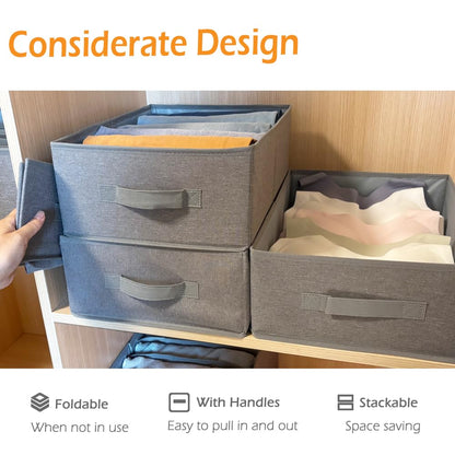 QINGGENG 2 Pack Extra-Large Wardrobe Clothes Storage Organiser with Dividers for Jumper, Jeans, Trousers, Shirts, Pants