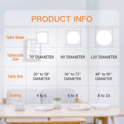Kapwall 6 Pack White Round Table Cloth - 90Inch (228cm) Quality Tablecloth Table Cover for Wedding/Banquet/Restaurant/Party.