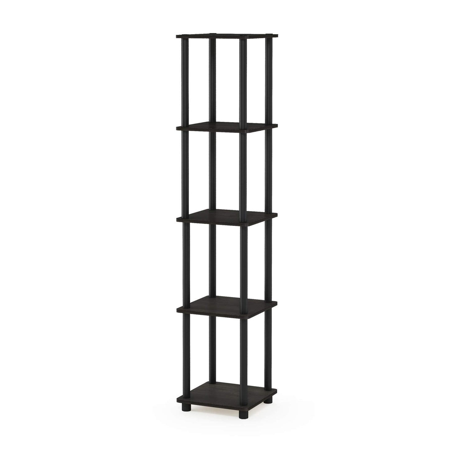 Furinno TURN-N-TUBE Storage Shelves, 5-Tier Square Book Shelf, Corner Shelf, Toolless Open Shelves, Round Tubes, for Organization and Storage