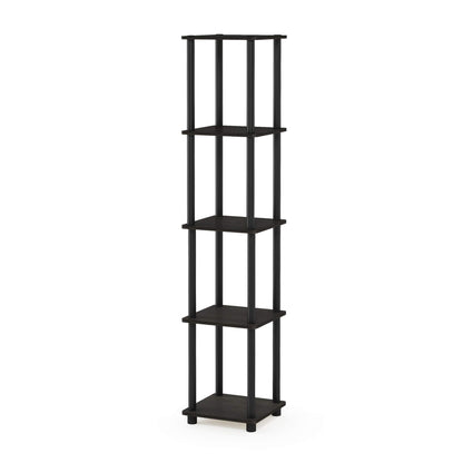 Furinno TURN-N-TUBE Storage Shelves, 5-Tier Square Book Shelf, Corner Shelf, Toolless Open Shelves, Round Tubes, for Organization and Storage