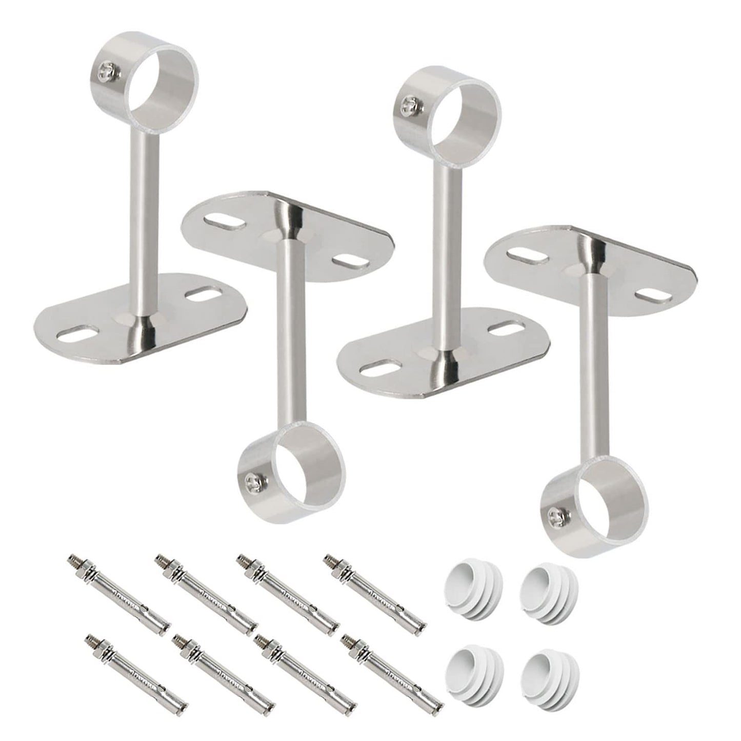 Ohamtes 4Pcs ID25 mm (1"), L100mm, clothes rail mounting bracket, shower curtain closet tie rod support frame, curtain rod flange socket