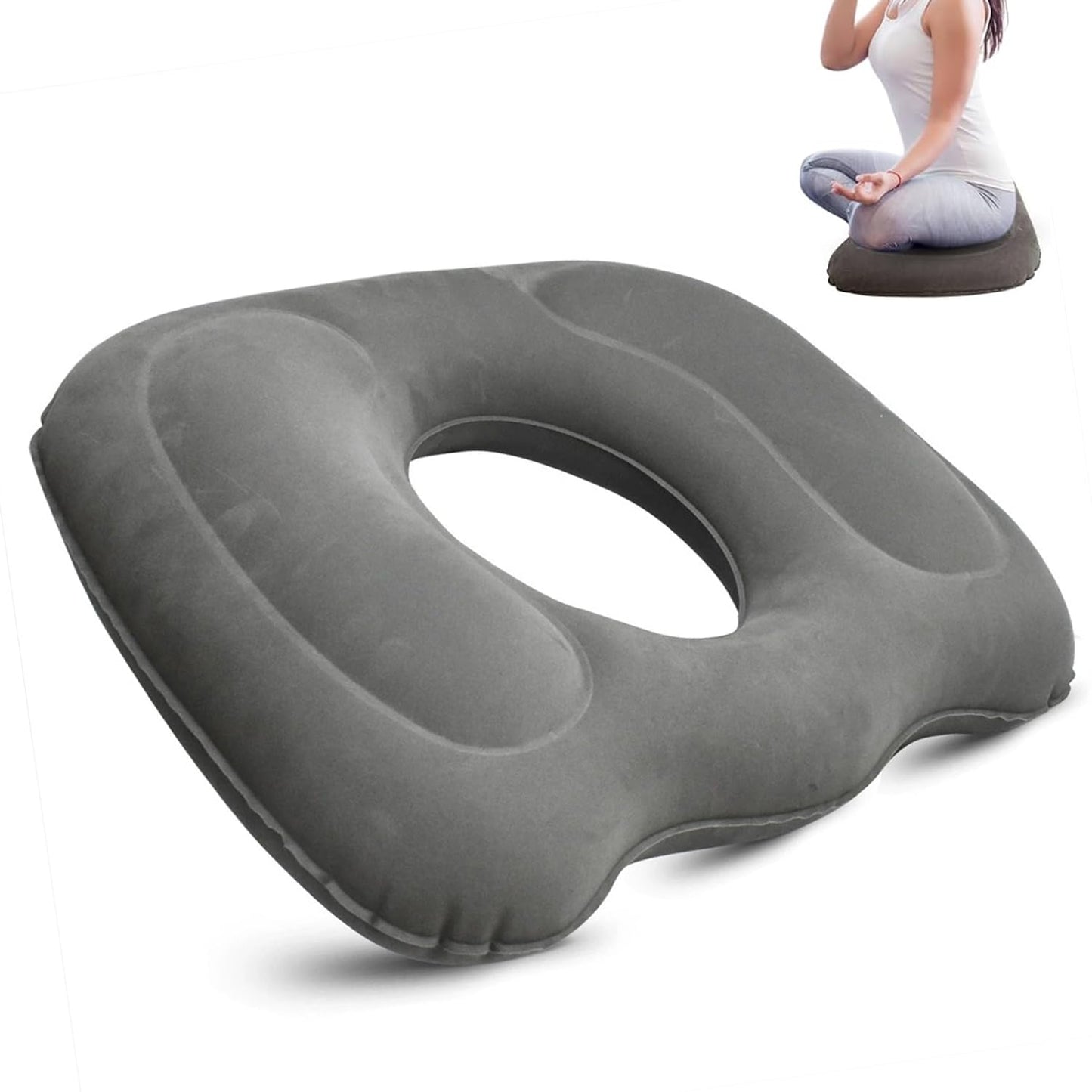 Crilemonis Inflatable Donut Cushion for Tailbone Relief, Portable Hemorrhoid Pillow with Ergonomic Design for Sciatica and Postpartum Support