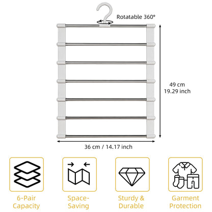 Trouser Hangers Space Saving for Wardrobe Closet, 3 Pack Multi Layer Metal Trouser Hangers for Women, 360° Rotatable Closet Organizer for Skirt