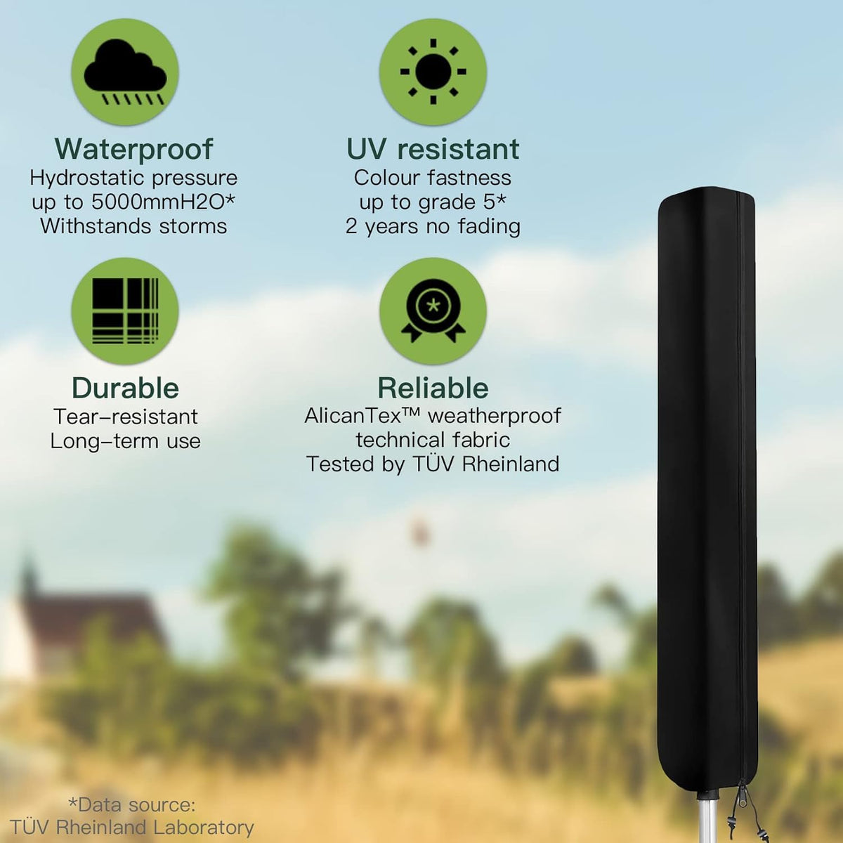 AWNIC Rotary Airer Cover Washing Lines for Rotary Clothes Dryer Tear Resistant Waterproof 420D Oxford Black 16X16X165cm