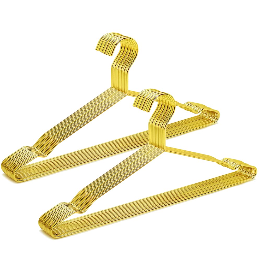 Amber Home 20pcs Shiny Metal Coat Hangers, Iron Shirt Hangers, Gold