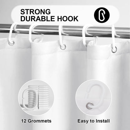 LUKDUNG 180 x 220 cm Polyester Textile Shower Curtain Anti-Mould for Bathroom, Curtain for Bathtub Shower Made of Fabric Waterproof Washable Shower