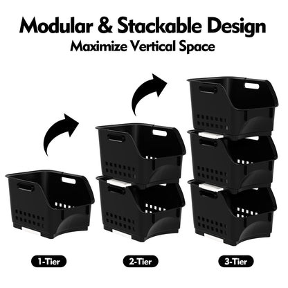 Zopnny 3-Tier Stackable Storage Baskets, Open Front Organizer