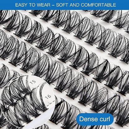Bransfy False Eyelashes Clusters 280pcs DIY Eyelash Extension D Curl Long Individual Lashes Mixed Faux Mink Lash Clusters Extensions(40D-0.07D 9-16mm)