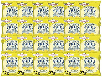 Smith's Savoury Selection Scampi & Lemon Fries 27g (Sheet of 24 Bags) - Scampi and Lemon Flavor Cereal Snack [Packaging may vary]