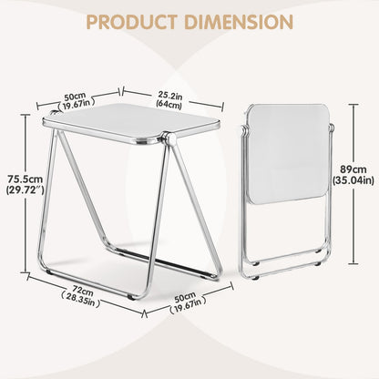 TAO ONE Acrylic Folding Table - Modern TV Tray Dinner Table - Small Folding Table Foldable Computer Desks Space-Saving with Chrome Frame No Assembly