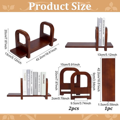 PH PandaHall Adjustable Desktop Bookshelf, Wooden Tabletop Book Organizer Desk Shelf Storage Rack Desktop Bookcase for Home Office Dorm Study Room