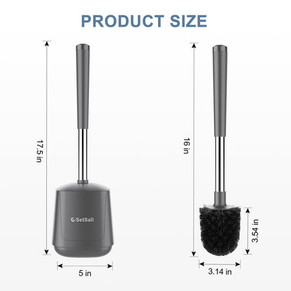 SetSail Toilet Brush and Holder 2 Pack, Self Closing Lid Toilet Bowl Brushes Holder and Extra Long Handle Ventilated Toilet Brush Set for Bathroom