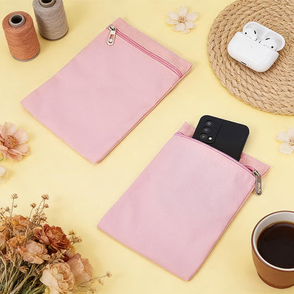 BENECREAT 3 Pack Canvas Sew-in Side Pocket with Zipper 8.66x5.91 Inch/ 22x15cm Hidden Security Pocket for Jackets Coats and Clothing, Pink