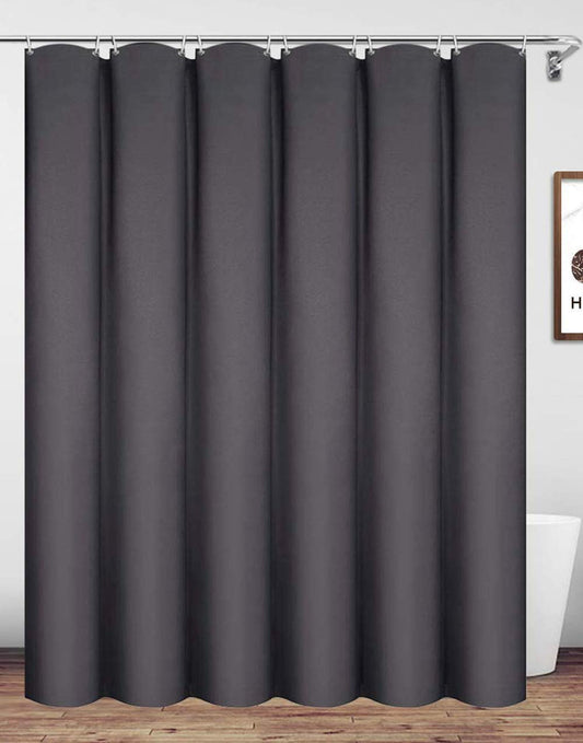 Homehold Charcoal Grey Shower Curtain With Hooks, 180cm Wide By 180cm Long Polyester Waterproof Bathroom Curtain