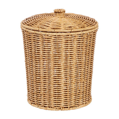 PRETYZOOM Portable Laundry Basket with Lid Woven Storage Bin for Dirty Clothes Sundries and Household Organizing 11X9X9 Inch Compact Container