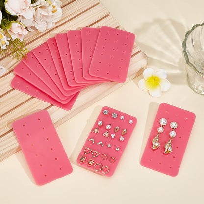 OLYCRAFT 18Pcs Acrylic Earring Display Card Pink Portable Acrylic Earring Organizer with Holes Stud Earrings Storage Holder Rectangle Jewelry Show