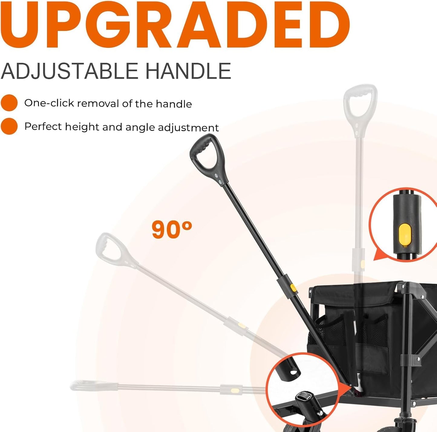 Overmont 120L Festival Camping trolley on Removable wheels - Pull Along Collapsible Wagon Cart with Adjustable Handle - 220LBS/100kg Large Capacity