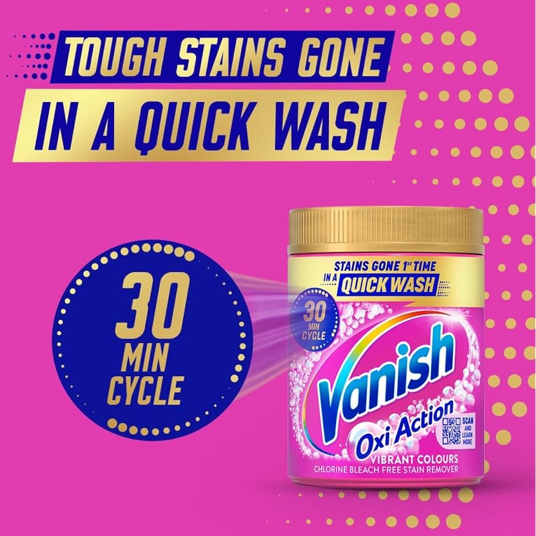 Vanish Gold Oxi Action Laundry Booster & Stain Remover Powder for Colours (2.4kg) - Removes School Stains in 30 Minutes, Keeps Colours Bright, Safe on Uniforms