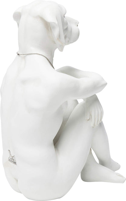 Kare Design Deco Figurine Dog Marc Cream, White, polyresin, steel plated necklace, room decor sculpture, home decor for living room, 33x26x17cm