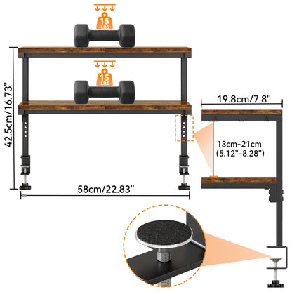 IBUYKE Clamp on Desk Shelf, 22.8” Large Desk Extender Shelves TMZ010H