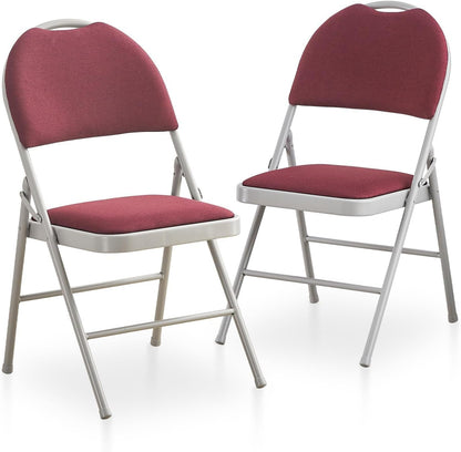 BOOSDEN Folding Chair, Foldable Chair, Set of 2, Fabric Fold Up Chairs for Home, Office, Dining, Portable and Compact Metal Frame Folding Seat