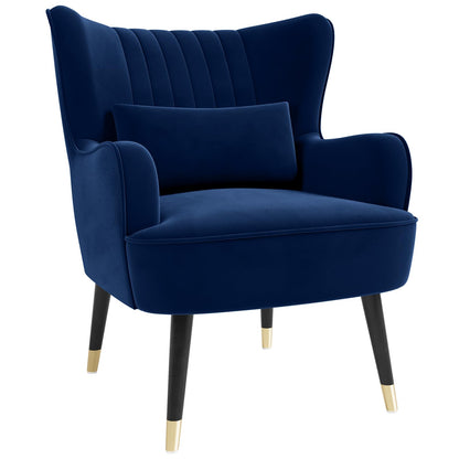 Vesgantti Velvet Accent Chair with Lumbar Pillow, Wing Back Large Armchair