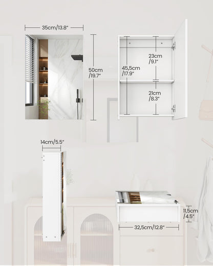 CHOEZON Bathroom Medicine Cabinet, Wall-Mounted Bathroom Vanity with Mirror, Bathroom Medicine Cabinet with Storage Function, Hanging Storage Cabinet