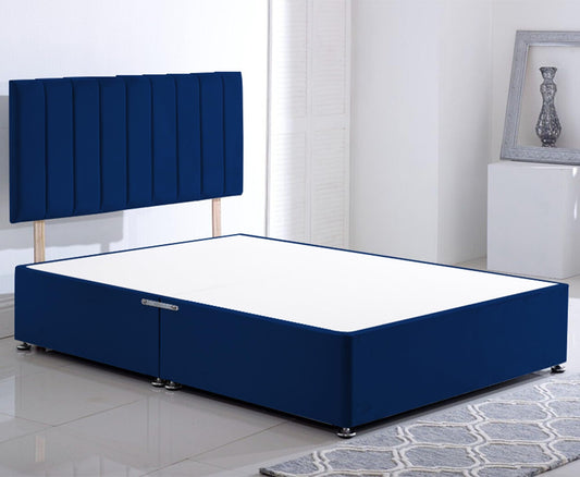 ComfoRest King Size Divan Bed with No Drawers - 5FT - (Blue Plush) - Minimalist Frame for Modern Bedrooms - Durable Design for Versatile Interiors -