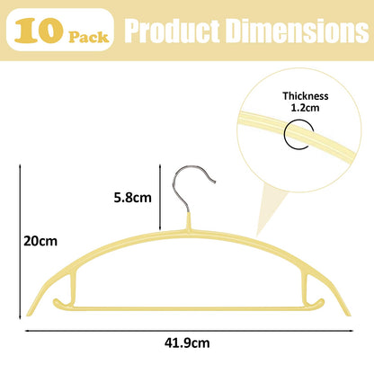 10 Pack Sweater Clothes Hanger No Shoulder Bump 42CM Wide Heavy Duty Coat Metal Hangers for Closet Non Slip PVC-Coating for