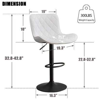 Kidol&Shellder Bar Stools Set of 2 Modern Kitchen Stools, White