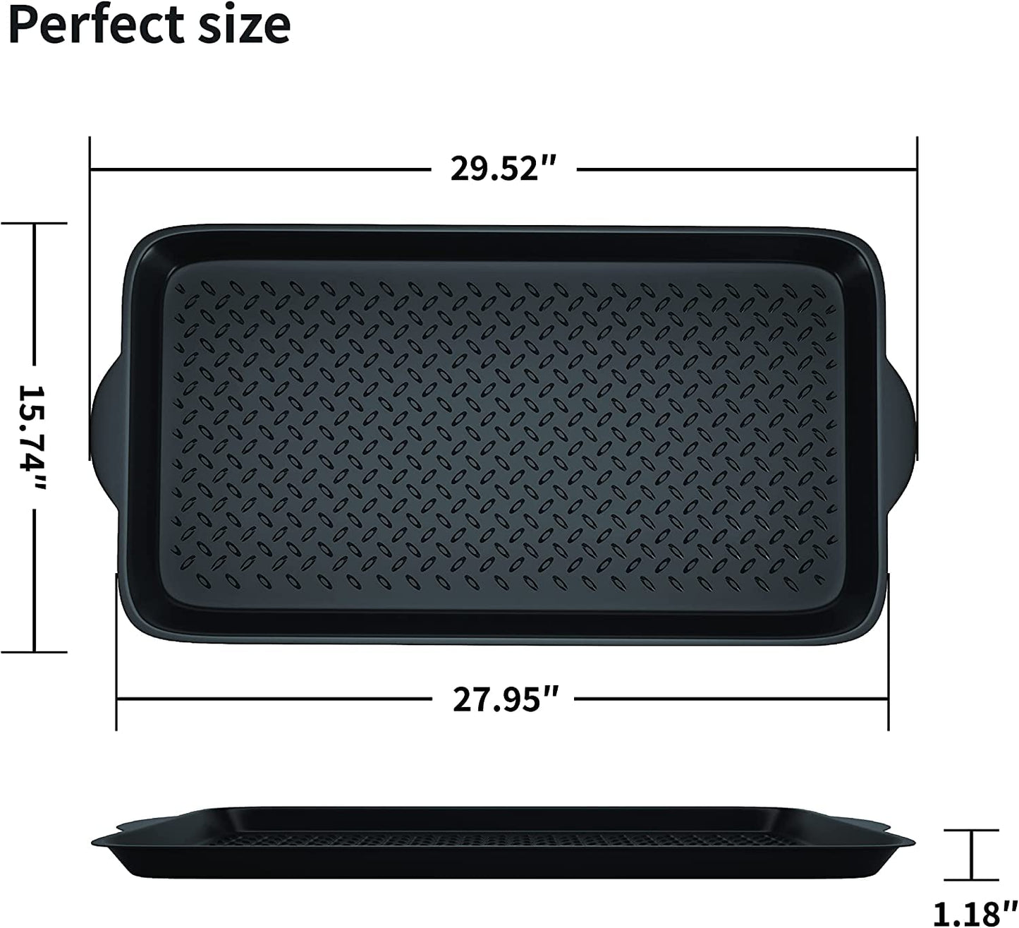 Nicoman Boot Tray Shoe Organiser Soft Rubber Non Slip Washable Multipurpose Plant Rack Mat Plain Black Drip Container Floor Carpet Protection for
