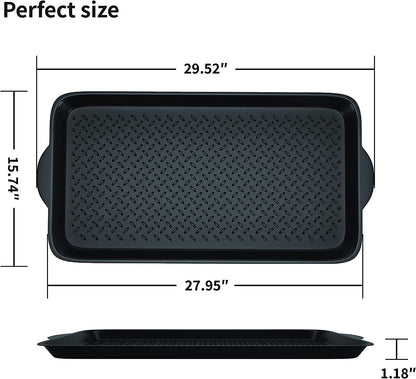 Nicoman Boot Tray Shoe Organiser Soft Rubber Non Slip Washable Multipurpose Plant Rack Mat Plain Black Drip Container Floor Carpet Protection for