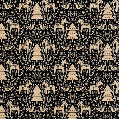 Clairefontaine - Ref 223847C - Recycled Kraft Printed Paper Roll (Single Roll) - 70cm Width x 50m Length, 70gsm 100% Recycled Kraft Paper - Black Christmas Design