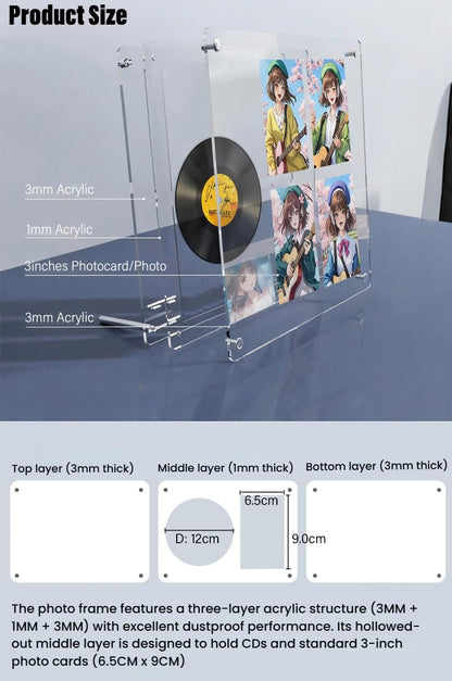 MSLSOZ Photocard Holder - Clear Acrylic CD & Photocard Display Stand, Kpop Card Exhibit Stand for Your Fave, Frame Fits Most 120mm CDs