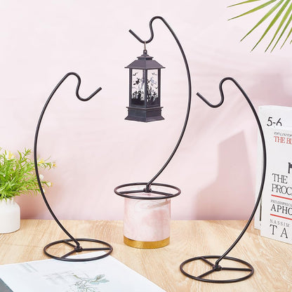 NBEADS 3 Pcs Black Ornament Display Stand, Air Plant Holder Iron Hanging Hook Display Stands Glass Ball Hanger for Home and Office Decor