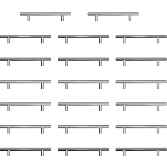AwmnSrman Kitchen Cupboard Handles Silver 20 Pack 128 mm(5 inch) Hole Center, Brushed Finish Stainless Steel Installation of Holes