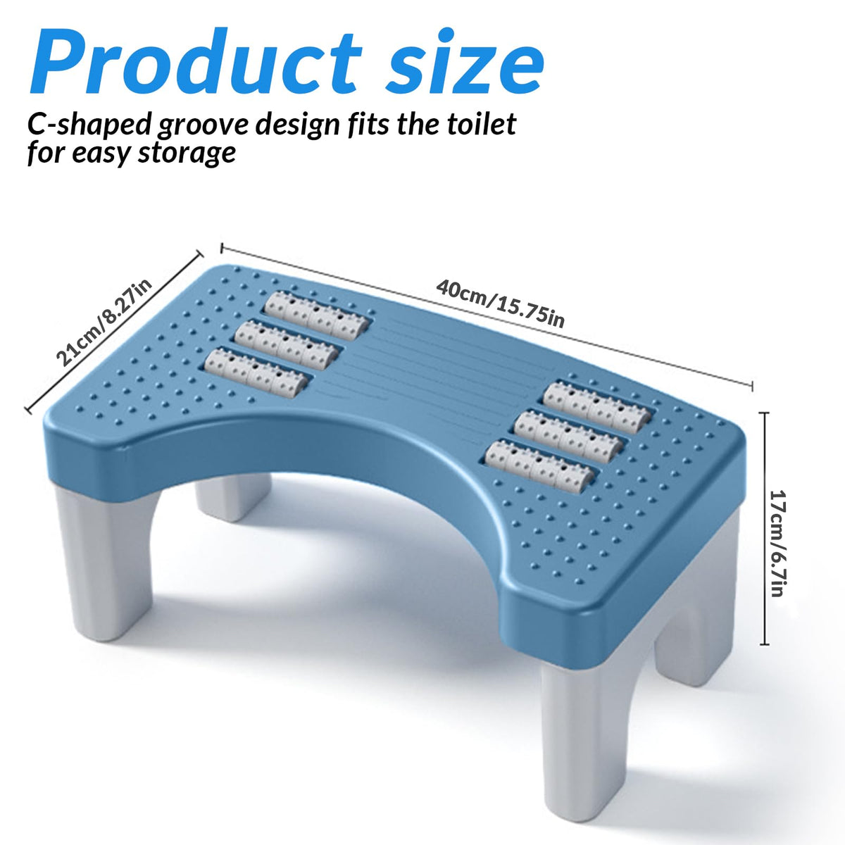 Toilet Stool, Non Slip Toilet Stool Squat Adult Poop Stools with Massage Function for Constipation Relief fits All Toilets for Assist Relieve (Blue)