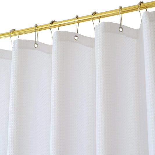 Yofori White Shower Curtain Waffle Fabric Bathroom Curtains Wet Room Shower Curtains Sets with Hooks Bathtub Bath Decor Accessories, 183x183cm