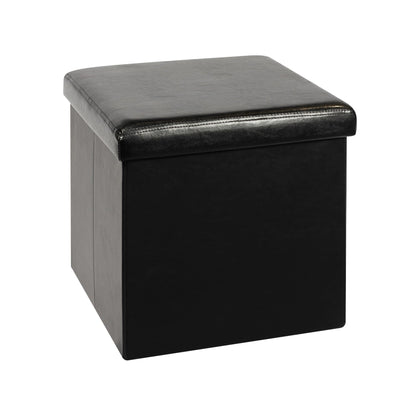 Bonlife Small Ottoman Storage Box with Lid, Foldable Cube Footstool