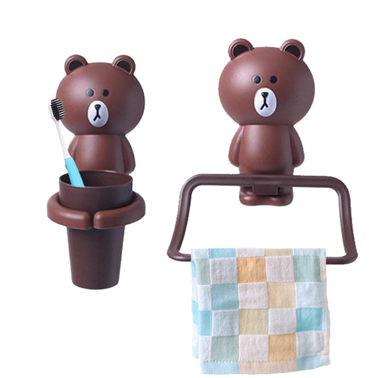 Toothbrush Cup/Towel Holder Set for Children, Toothbrush Cup Children with Toothbrush Holder, Cartoon Animals Toothbrush Holder, Toothbrush Holder