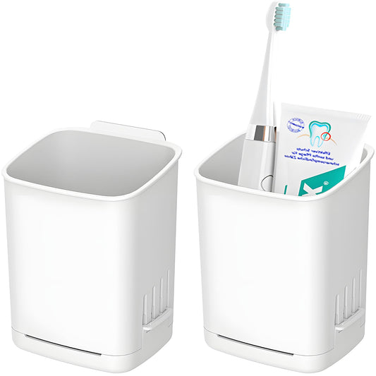 2 Packs Wall Mounted Toothbrush Holders, Self Adhesive Bathroom Toothbrush Wall Holder for Electric Toothbrush, Toothpaste, Razor,Shower Item (White?