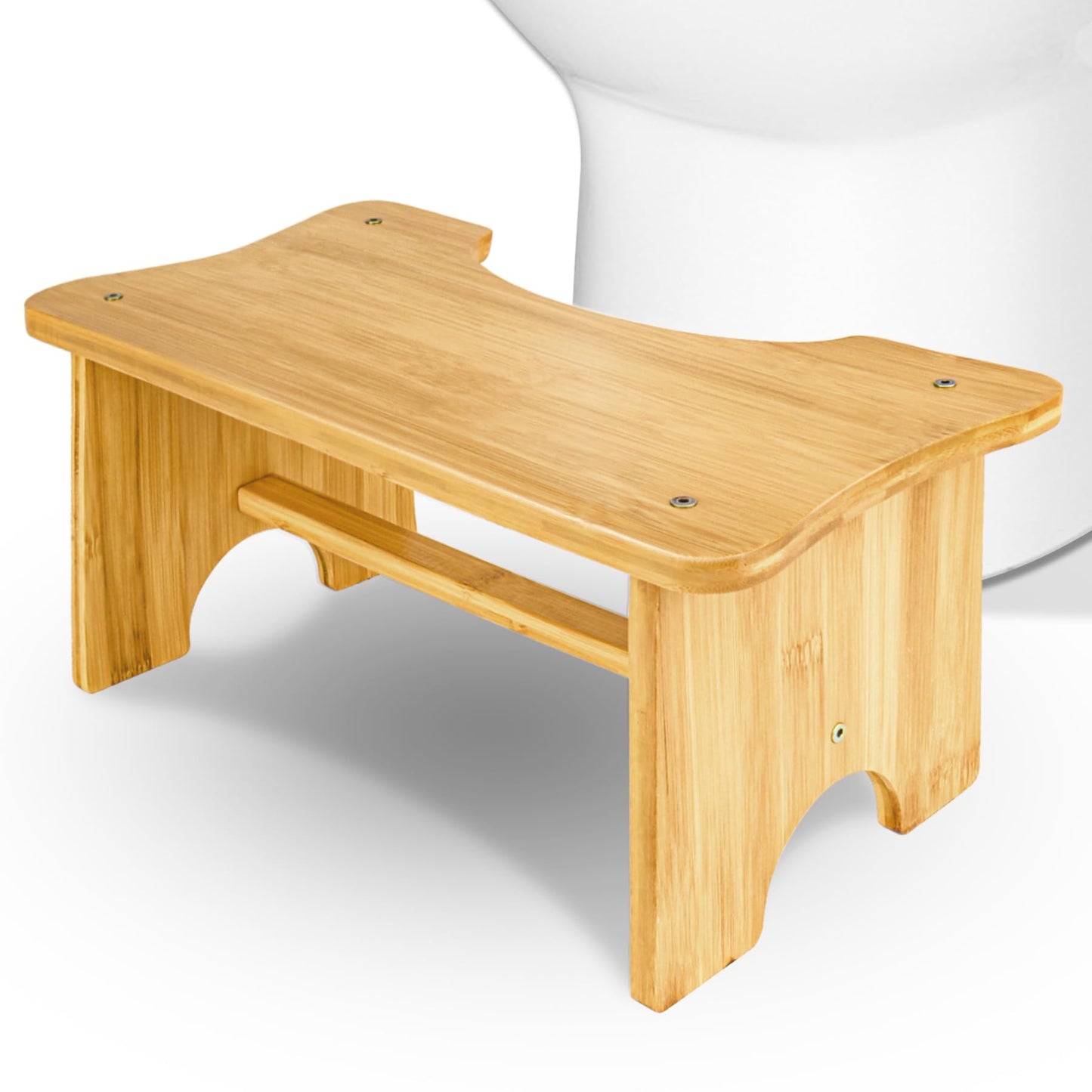 WELLTE Toilet Stool Squat Adult,Natural Bamboo Toilet Stool with 17cm Height Step Stool for Hemorrhoids Relief & Constipation,Poop Stool for Bathroom