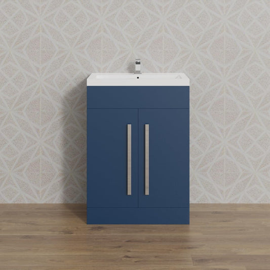 Aquariss 600mm Painted Floor Standing Vanity Unit with Basin Sink Cabinet Unit Bathroom Storage Units Free Standing Matte Blue