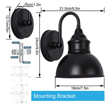 UYHGO Industrial Wall Light Black Vintage Metal Light with E27 Lamp Holder for Farmhouse, Barn, Warehouse, Loft, Living Room (excl. E27 Bulb) - 1 Pack